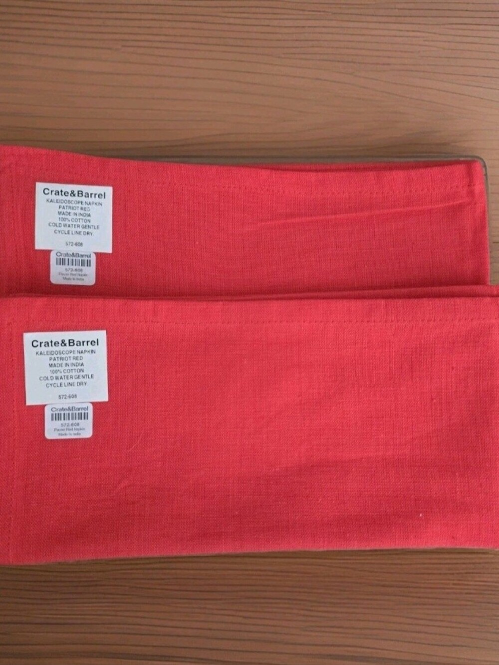 Crate & Barrel Patriotic Red 20" x 20" Linen Napkins -Set Of 2